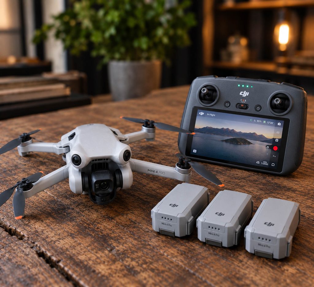 Matériel photo voyage, DJI Mini 4 Pro avec radiocommande et batteries