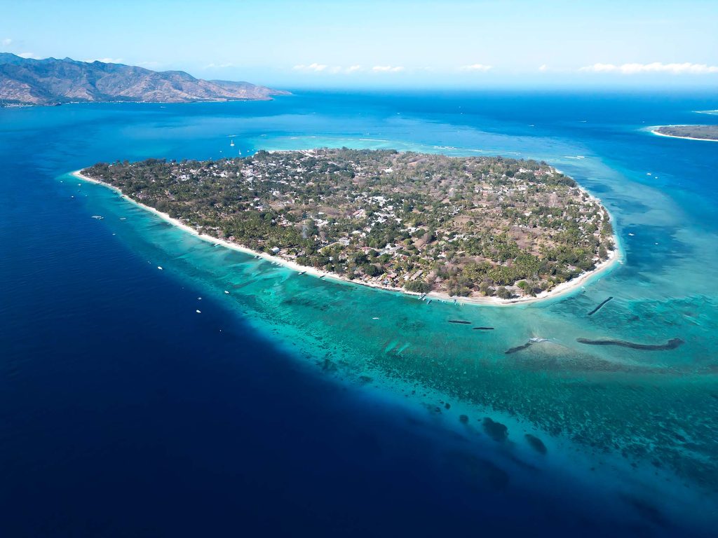 Voyage à Lombok, île de Gili Air vue du ciel
