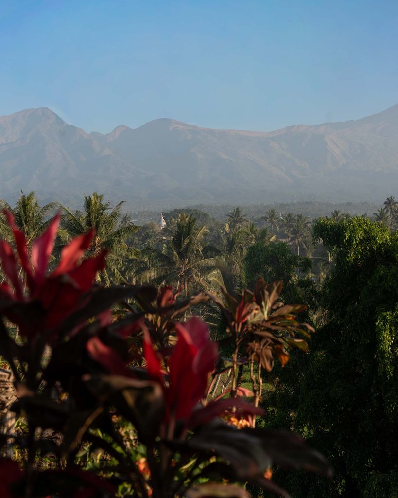 Lever de soleil sur les rizières en terrasses depuis l'Aranka Tempasan à Tetebatu, Lombok